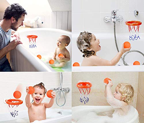 Bath Toy Fun Basketball Hoop & Balls Set for Boys and Girls Kid & Toddler Bath Toys Gift Set 3 Balls Included - Thumbnail 4