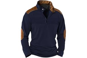 WOLWES Mens Corduroy Shirt Lapel Fleece Pullover Sweatshirts Mock Neck Long Sleeve Sweaters Tactical Hoodies Winter Jackets