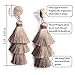 Bohemian Thread Tassel Earrings Fashion Khaki Brown Chandelier 3-Tier Gratuated Fringe Tassel Drop Dangle Earrings with Druzy Stud Top