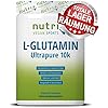 Nutri + L Glutamin Pulver Vegan 500 g – Neutral & hochdosiert ohne Zusatzstoffe – 100% natur rein – Fermentiertes L-Glutamin Powder Made in Germany