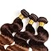 2 Tone Ombre Hair 3 Bundles With Closure Brazilian Virgin Hair Body Weft Human Hair Extensions T4/30 Medium Brown/Medium Auburn (20 22 24with18)