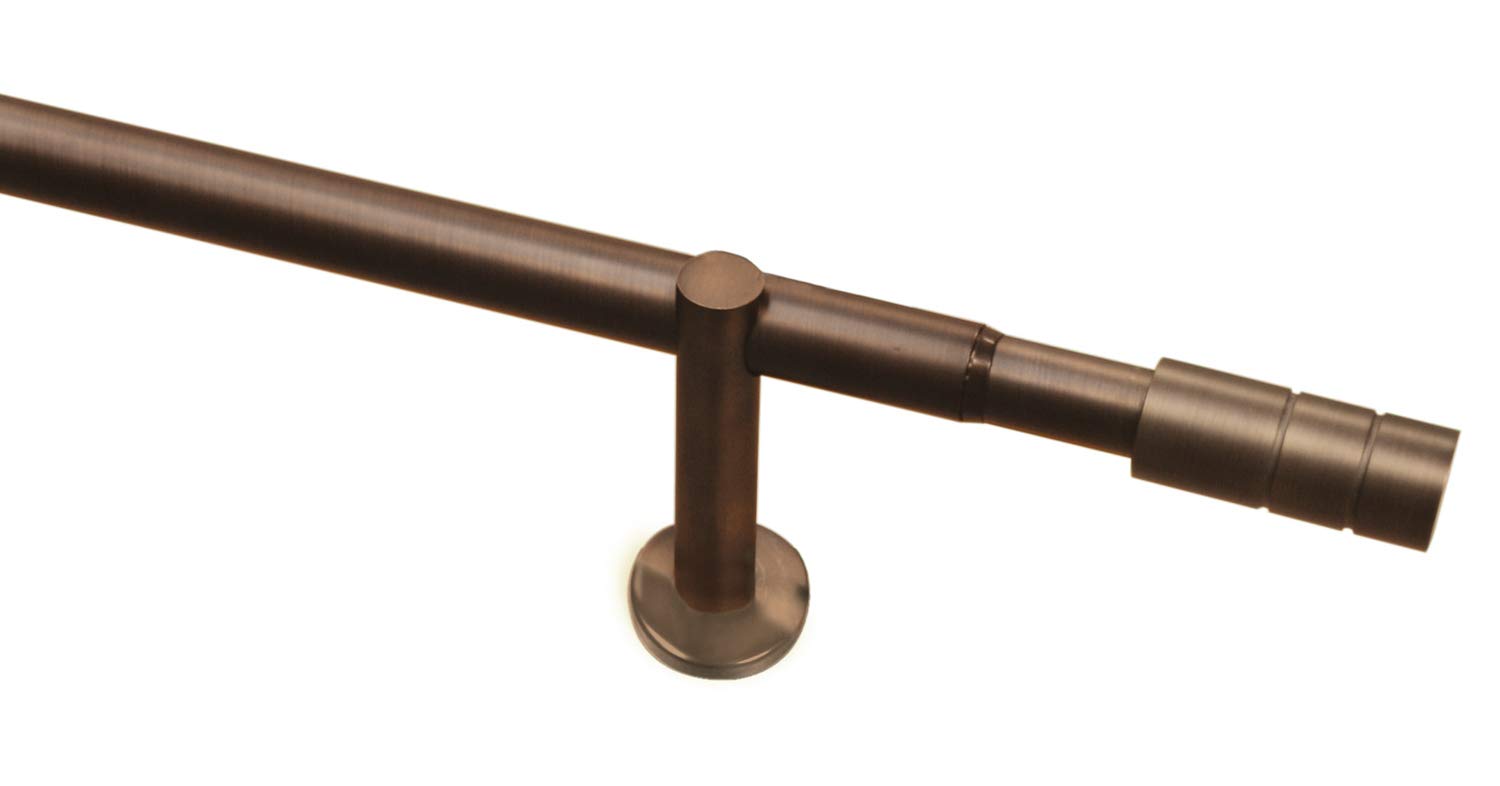 Gardinia Curtain Pole Set, 1-Track Cylinder Diameter 22/25 mm, 100-190 cm, Metal, Bronze