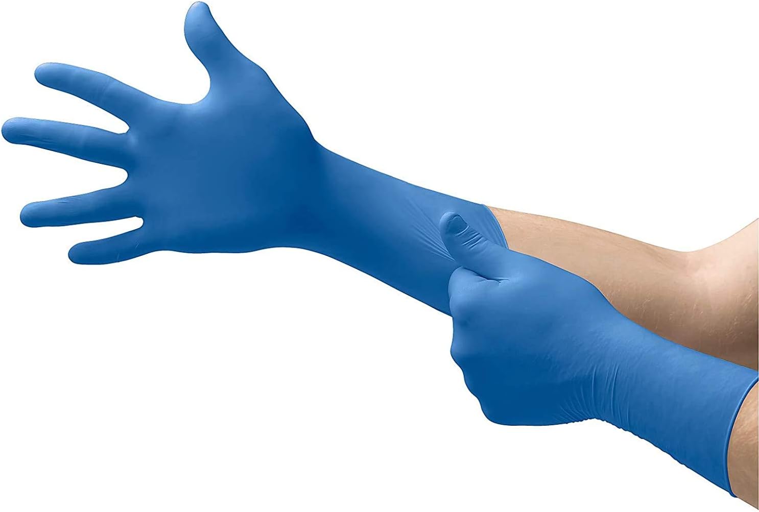 Microflex Medical SG-375-L Large Blue 11.8'' SafeGrip 11.4 mil Latex Ambidextrous Non-Sterile Medical Grade Powder-Free Disposable Gloves, English, 15.34 fl. oz, Plastic, 1" x 11.8" x 5.9"