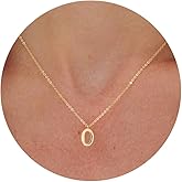 BSGRL Initial necklace-14k Gold Filled Silver Plated Letter Initial Necklaces for Women Dainty Alphabet A-Z Monogram Name Necklace 16.5"+2"