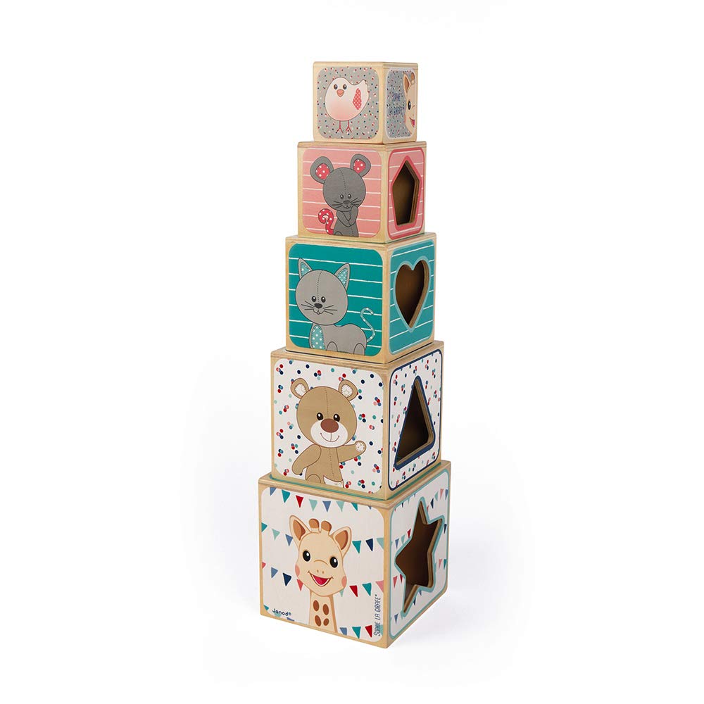 Janod Sophie la Girafe 5-Block Pyramid (wood)