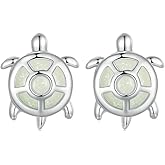 Cute Turtle Luminous Stone Earrings for Women 925 Sterling Silver Hypoallergenic Green Sea Animal Tortoise Small Stud Cartilage Piercing Glow in the Dark Earring Dainty Birthday Christmas Jewelry Gifts Daughter Pet-lover