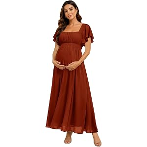 Maxianever Chiffon Maternity Dresses Maxi for Women | Baby Shower Dress Long Pregnancy Gown for Photoshoot