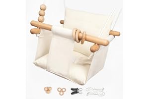 Tislly Baby Swing Outdoor Indoor Toddler Swing Seat with Safety Belt, Canvas Hanging Swings Outside Tree Swing Great Gift for Baby Boys Girls Kids Lovers