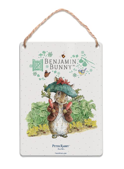 Metal Dangler Sign (65 x 90 mm) - Beatrix Potter - Benjamin Bunny and Carrots — image 1