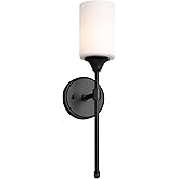 XiNBEi Lighting Wall Sconce, Bathroom Vanity Light with Glass, Wall Fixture Matte Black Finish for Bathroom XB-W1216-MBK