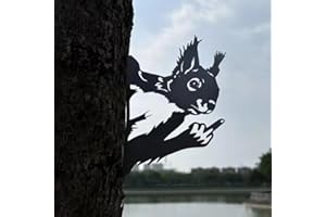 Jytrew Peeping Middle Finger Animal Metal Sign, Squirrel Flipping Off Bigfoot Yard Art Decor, Peaking Animal Wall Art Ornamen