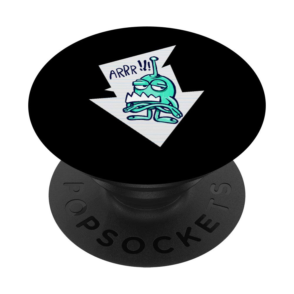 Cute hand draw cartoon monster green arrr funny PopSockets Grip and Stand for Phones and Tablets