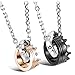 INBLUE 2-Pieces Stainless Steel Silver Black / Silver Gold Two Tone Ring Pendant Necklace, 20 & 23-Inch Chain