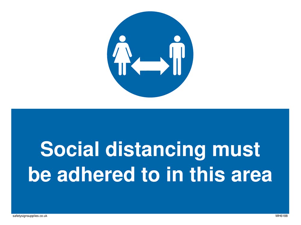 Pack of five - Social distancing must be adhered to in this area Sign - 200x150mm - A5L
