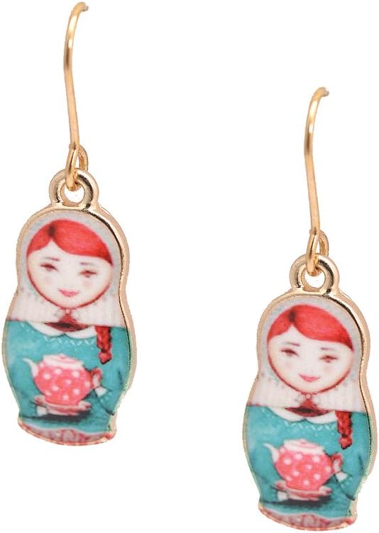 Spinningdaisy Folk Art Russian Doll Babushka earrings