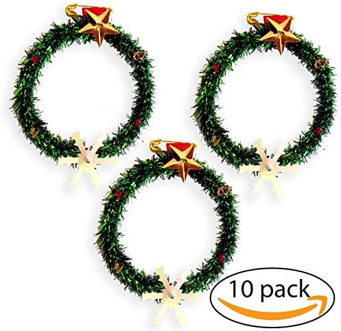 Christmas decorations 2018, Handmade Christmas mini wreath, 10 pack, ornament to decore your House or Use on your Clothes in Christmas eve. Craft ideas. Christmas pin. Decore your Christmas Table.