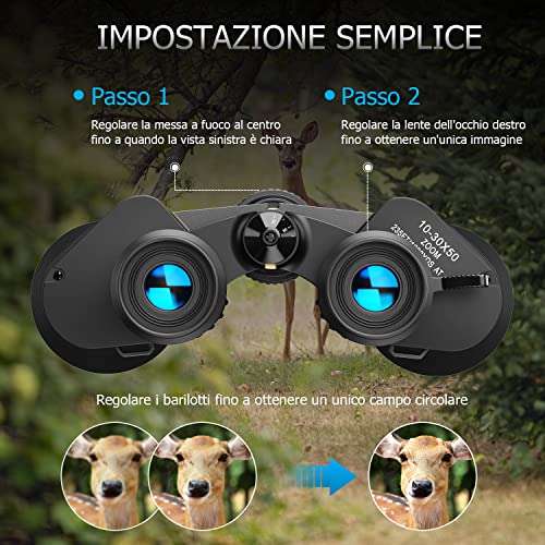 APEXEL 10-30x50 Optical Zoom Binoculars High Performance for Adults, Weak Light, Night Vision, Waterproof, FMC/Prism BAK4 Lens, Professional HD Binoculars for Birdwatching, Concerts