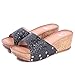 Alexis Leroy Women Comfortable Fashion Wedge Glitter Sequins Sandals Shoes