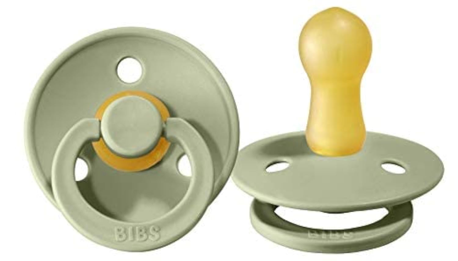 Photo 1 of BIBS Pacifiers Colour Collection | Natural Rubber Baby Pacifier | Set of 2 BPA-Free Soothers | Made in Denmark | 18+ Months (Pack of 2) | Sage
