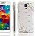 Bligli 2015 [Extreme Deluxe][Bling Diamond] Crystals [Two Flowers] Clear Cover Case For Apple iPhone 4 4S