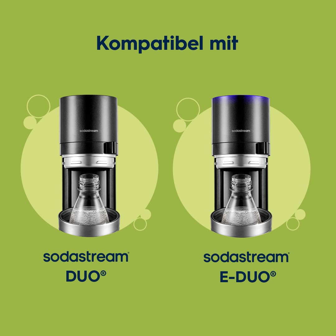 sodastream 1L DUO Glasflasche - kompatibel mit DUO & E-DUO Wassersprudler, 2er-Pack Wasserflasche, spülmaschinenfeste Sprudelflasche 2