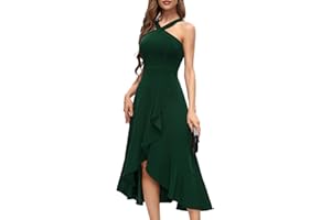 Bbonlinedress Halter Cocktail Women Dresses Prom Formal Wedding Bridesmaid Dress Ruffled Maxi Hi-Lo Evening Party 2024 Dress