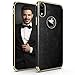 LOHASIC for iPhone XR Leather Case, Luxury Electroplated Thin Slim PU Leather Soft Flexible TPU Hybrid Bumper Non-Slip Grip Shockproof Full Body Protective Cover Cases for iPhone XR 6.1 inch (Black)