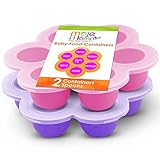 Best Homemade Baby Food Storage Container Freezer Trays - Reusable Food Container Silicon Tray With Clip On Lid - 2 Pack Bundle With 2 Bonus Spoons - BPA Free FDA Approved 2.6 Ounce - Purple & Pink