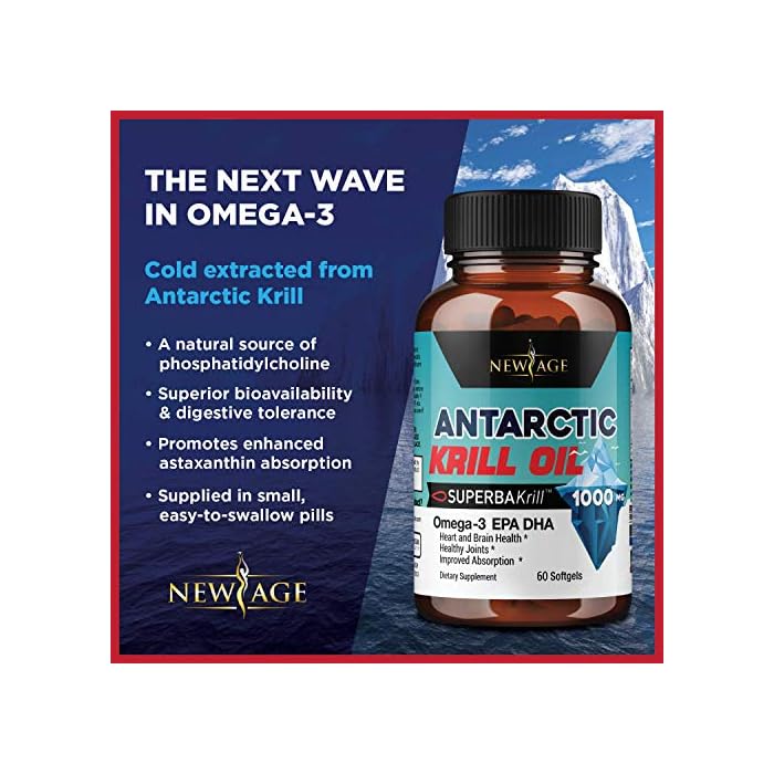 NEW AGE Antarctic Krill Oil 1000mg with Astaxanthin 2 Pack 120 Caps