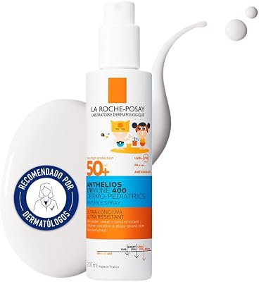 La Roche Posay Spray Invisível para Crianças, Protetor Solar com SPF50+, Adequado para Pele Atópica, Resistente à Água, Suor e Areia, Novo Anthelios UV-MUNE 400 Dermo-Pediatrics, 200 ml