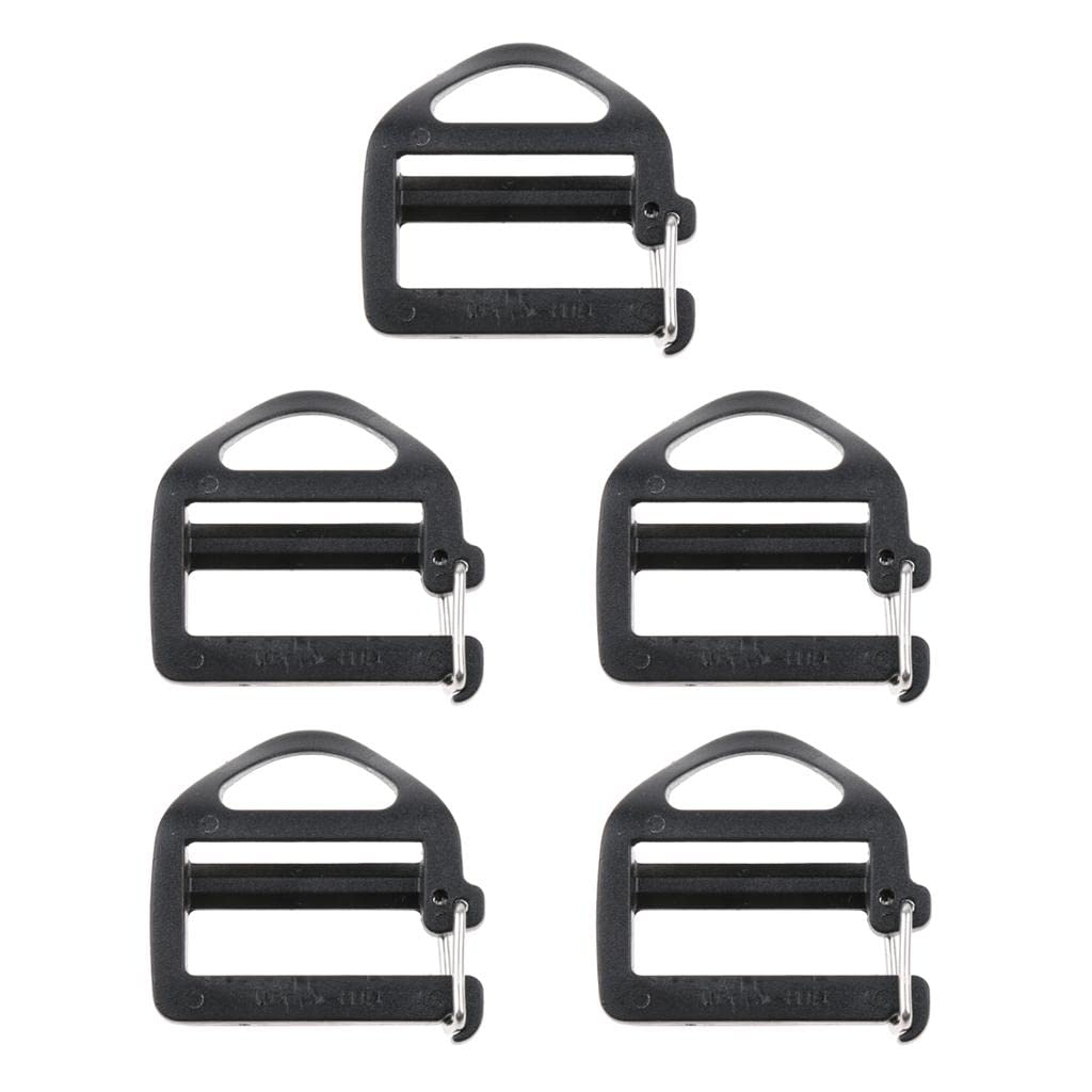 Baoblaze 5 Pieces 1 inch Plastic Triglides Slides for Webbing Fasteners Strap Backpack