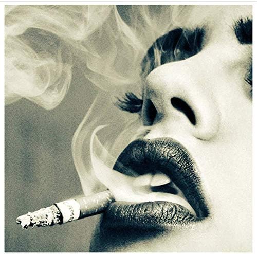 Amazon Co Jp 壁用プリント 3x80x80cmフレームなしセクシーな女性唇タバコ絵画アートポスタープリントリビングルームホームデザインインテリア ホーム キッチン