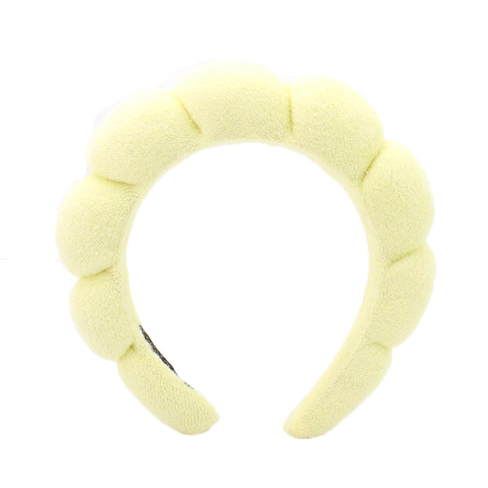 Ycfish Puffy Makeup Headband Spa Headbands for Women Sponge & Terry Towel Cloth Fabric Cute Skincare Headband for Face Washing, Makeup Removal, Shower, Facial Mask (Yellow) — image 1