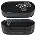OptiPlix Dual Glasses Case for Two Frames - Double Layer Clamshell Hard Protective Case with Soft Felt Interior with Built-In Mirror – Black with Silver Butterfly and Gloss Finish