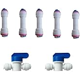 Lemoy 1/4" Tube Push Fit Straight Quick Connect Check Valve for RO Water Reverse Osmosis System (Pack of 5) (5 Pack+2 Ball Va