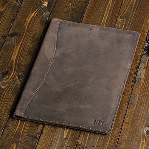 Pegai Personalized Leather Portfolio/Legal Padfolio, Distressed Leather Pad Folio - Marshall | Chestnut