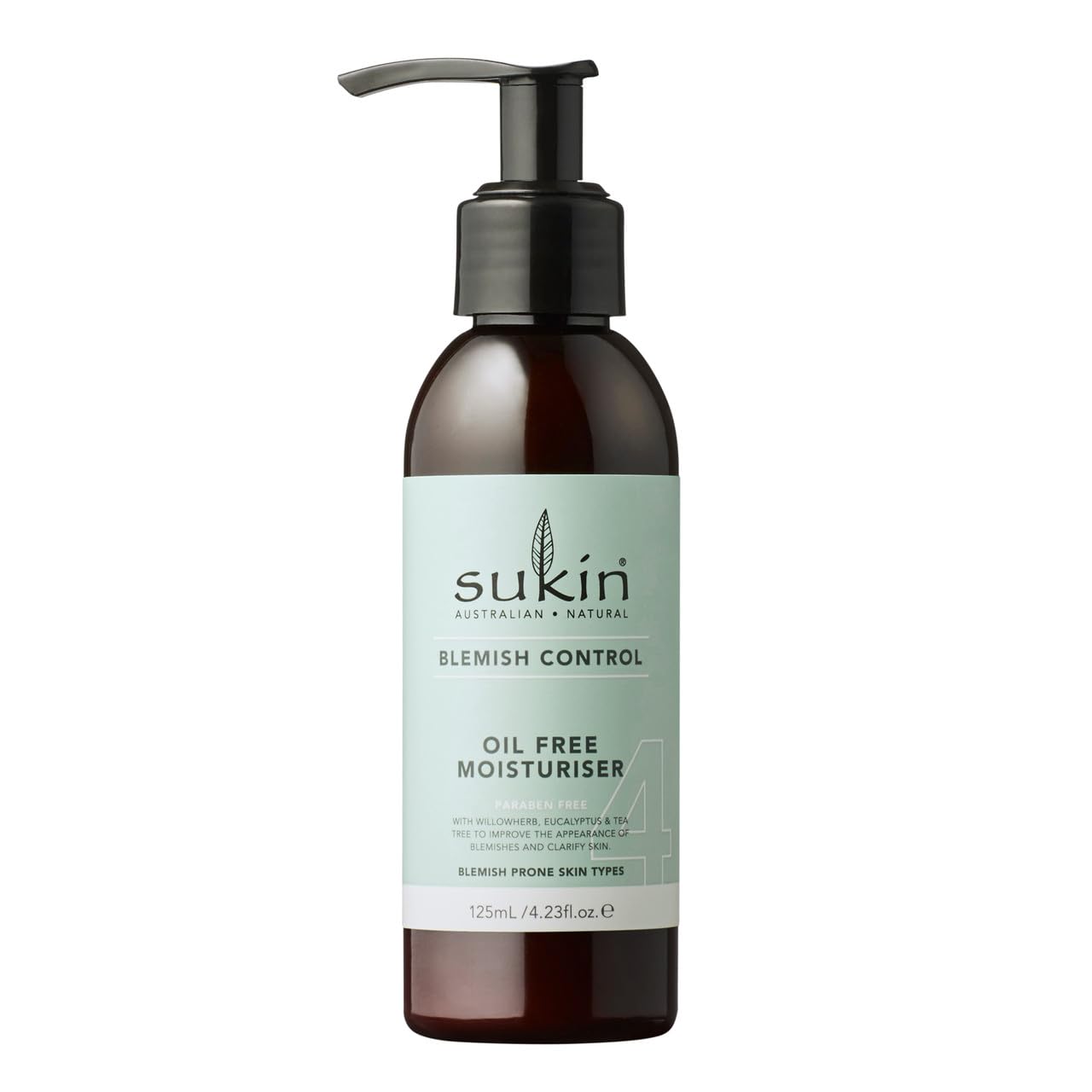 Sukin Blemish Control Oil-Free Moisturising Cream 125ml - with eucalyptus & tea tree; cruelty free & vegan friendly - moisturises and mattifies for a shine free complexion.