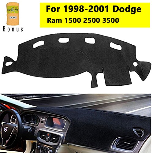 Xukey Black Carpet Dash Cover For Dodge Ram 1500 2500 3500 1998-2001 Dashboard Mat