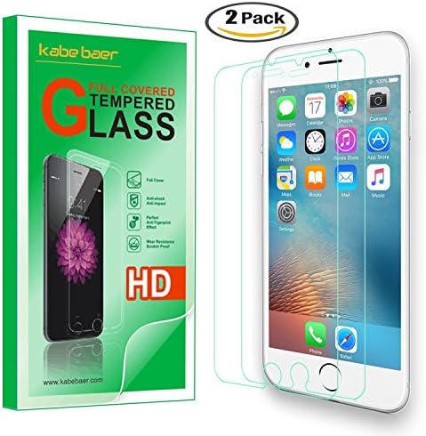 Kabe Baer High Definition Clear iPhone 7 Plus Screen Protector 9H 0.33mm Premium Tempered Glass Screen Protector for iPhone 7 Plus (5.5 inch) Smudge Easy Install (2 Pack)
