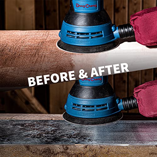 DongCheng Exzenterschleifer 125mm, 300W Variable Drehzahl Schleifer Kit mit Staubbeutel und 10-Stück Multischleifer Schleifpapier, für Holzbearbeitung, Modell DSA125