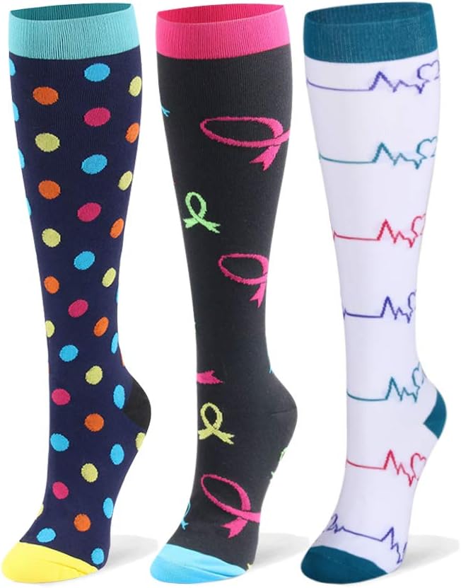 Compression Socks for Women & Men - 20-30mmHg 3 Pairs Compression Stockings for Nurse, Pregnancy, Travel