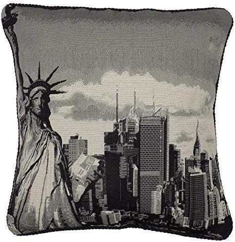 TAPESTRY COTTON VELVET STATUE OF LIBERTY NEW YORK AMERICA USA BLACK THICK CUSHION COVER 18" - 45CM