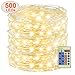 Decute 500LED 164ft Fairy String Lights Christmas Lights Indoor Outdoor Silver Wire with Remote, Firefly Lights Starry for DIY Christmas Tree Costume Wedding Party Table Centerpiece Decor(Warm White)