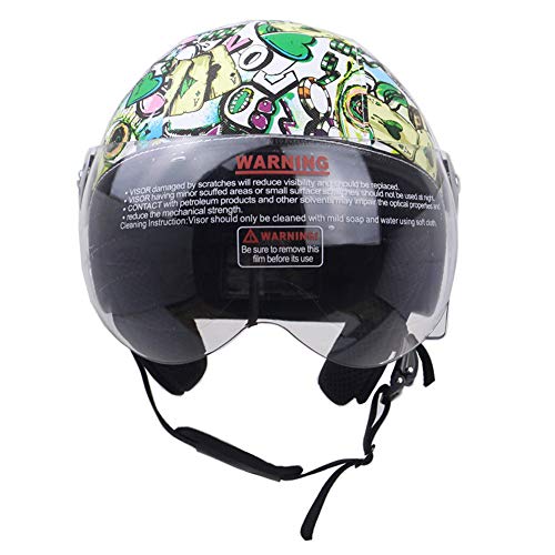 Sanqing Motorcycle Harley Helmet, Summer Handmade Personality Vintage Half Helmet DOT Approved, German Style Motorcycle Cruiser Scooter Cool Helmet for Women,Green,M