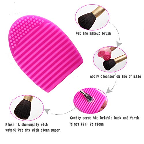 ENERGY Makeup Brush Cleaner 1PC Silicone Makeup Washing Brush Cleaner Egg Scrubber Tool Cosmetic Clean Tool(Magenta) - Thumbnail 3
