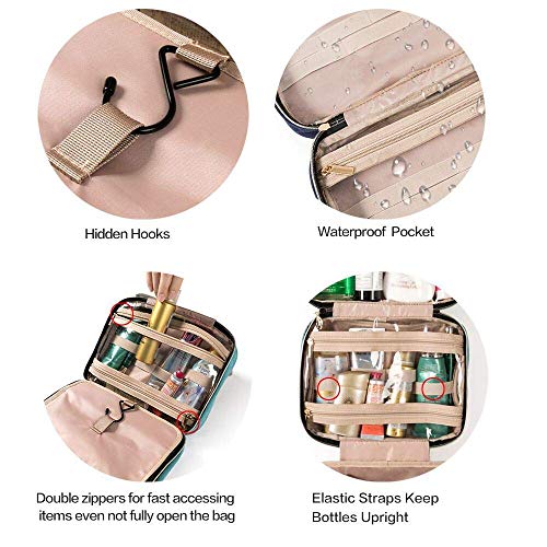 Inshere Toiletry Bag Travel Bag with Hanging Hook, Water-resistant Makeup Cosmetic Bag Travel Organizer for Accessories, Shampoo, Full Sized Container, Toiletries (Black)