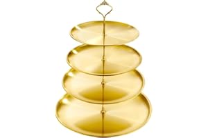 4 Tier Stainless Steel Cupcake Stand, Gold Metal Serving Tray Cake Holder Cake Display Stand for Holiday Dessert Table Decora