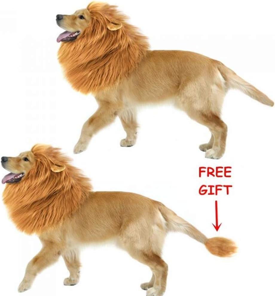 SUNREEK Dog Lion Mane Wig Costume with Ears & Tail, Fancy Lion Hair for Medium to Large Dogs Halloween Costume, Party Festival Occasion - Image 5