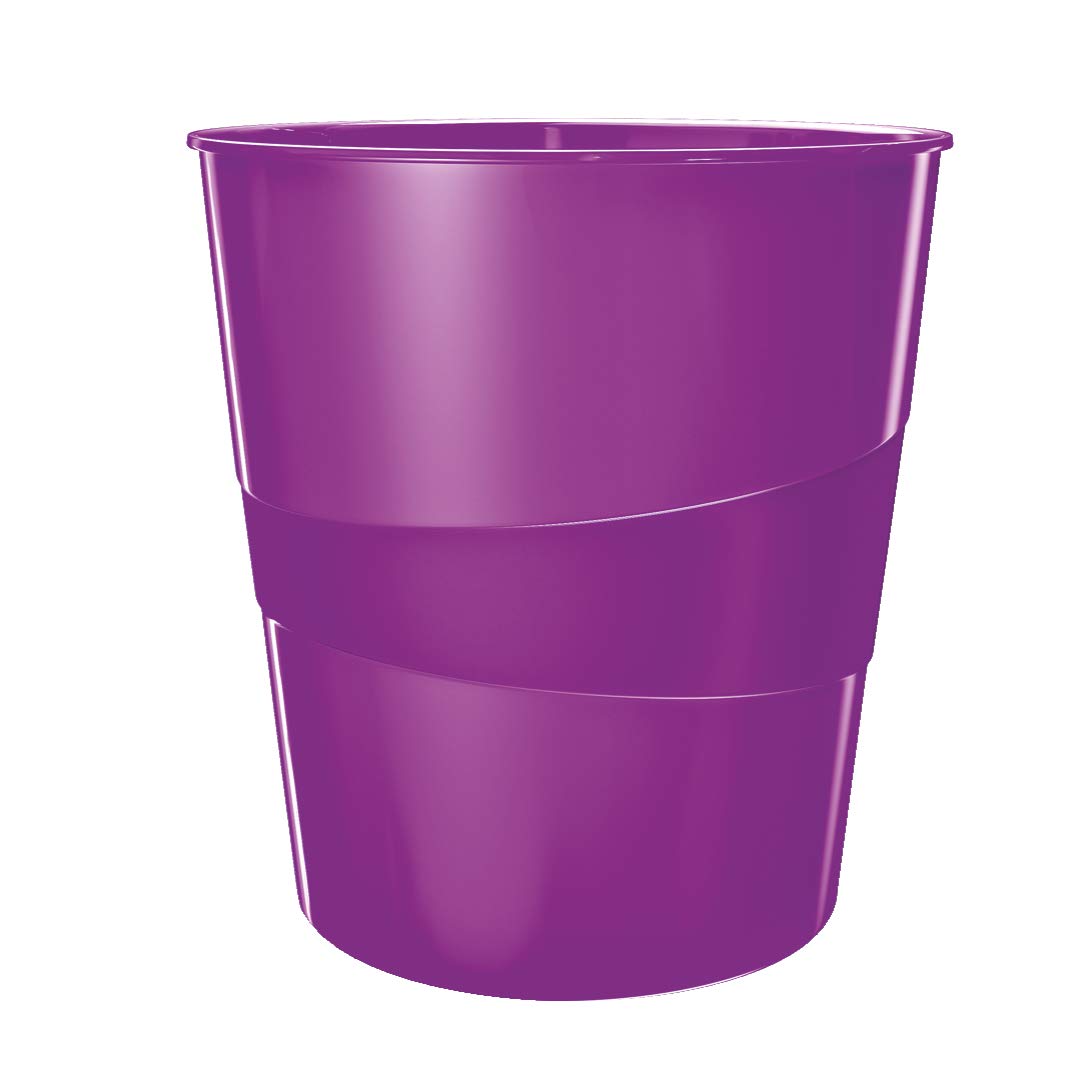 Leitz 52781062 15 Litre Waste Bin, Plastic, Wow Range, Metallic Purple