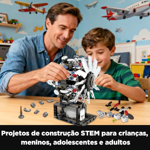 Blocos de Montar Construção de Motor V8 Modelo Brinquedos (558 Peças)